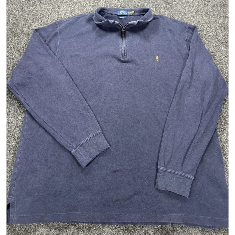 Polo Ralph Lauren Estate Rib 1/4 Zip Pullover Navy 2XLT Big Pony